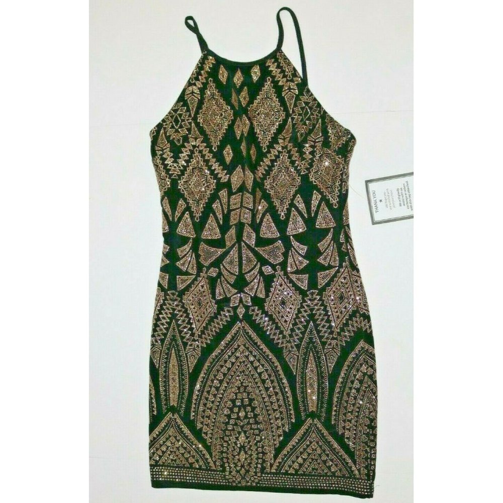 Jump Womens Dress Juniors Black Gold Glitter Party - Picture 6 of 12